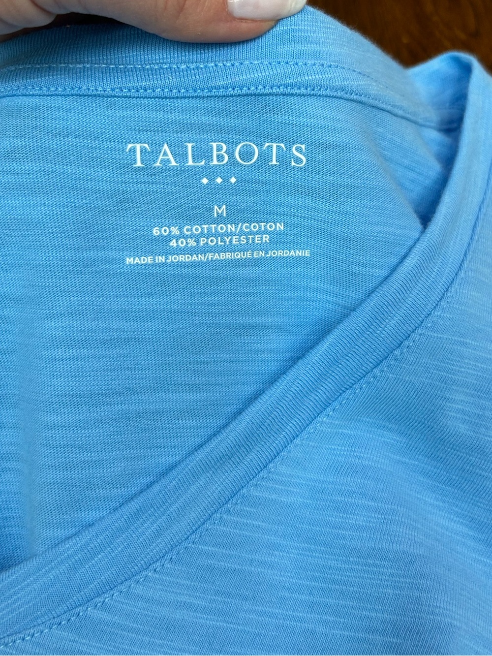 Talbots Light Blue Slub Knit V-Neck Short Sleeve Tee Medium - Picture 5 of 8